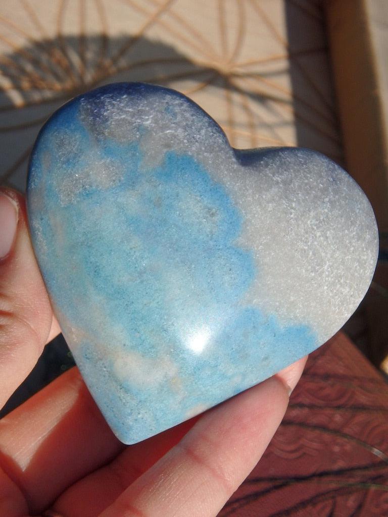 Stunning Blue Trolleite Quartz Gemstone Heart Carving 1 - Earth Family Crystals