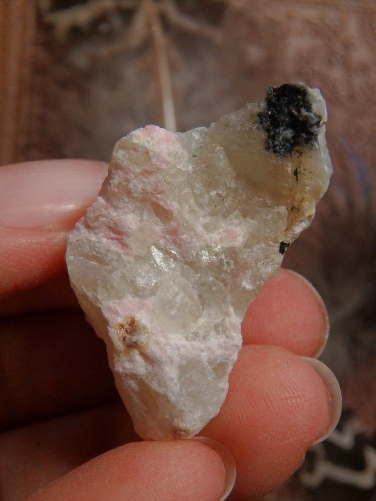Rare Pink Tugtupite & White Natrolite Specimen From Greenland 1 - Earth Family Crystals