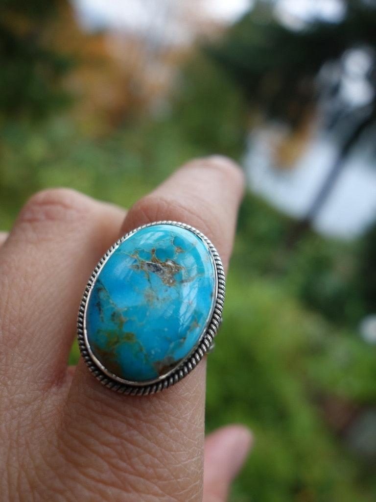 Heavenly Blue Turquoise Ring In Sterling Silver (Size 9.5) - Earth Family Crystals