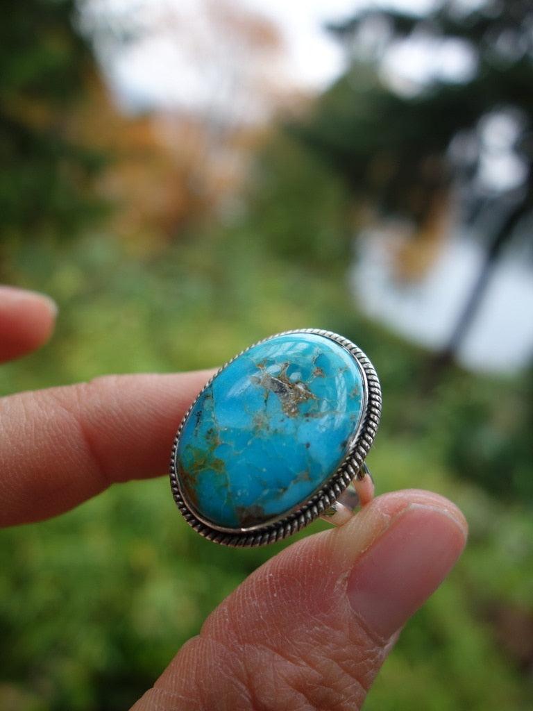 Heavenly Blue Turquoise Ring In Sterling Silver (Size 9.5) - Earth Family Crystals