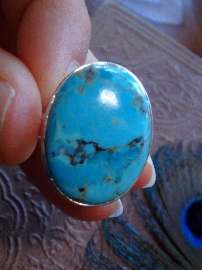 Fantastic Blue Depth Turquoise Gemstone Ring In Sterling Silver (Size 10) - Earth Family Crystals