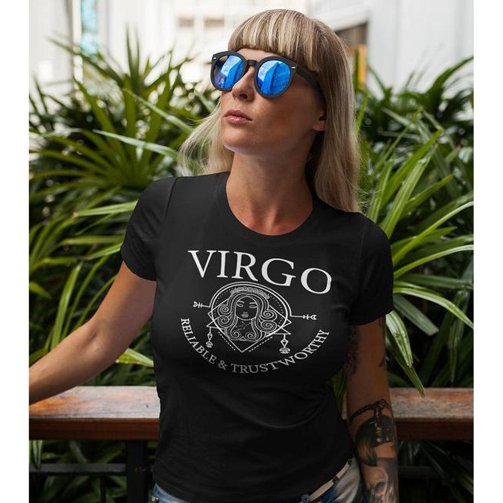 Virgo Zodiac Black T-Shirt - Earth Family Crystals