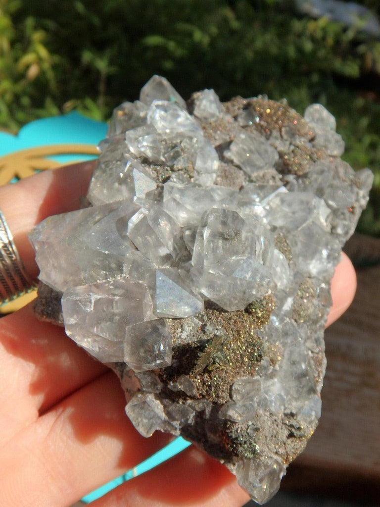 Rainbow Flashes~Optical White Calcite & Chalcopyrite Specimen From Linwood Mine, NY - Earth Family Crystals