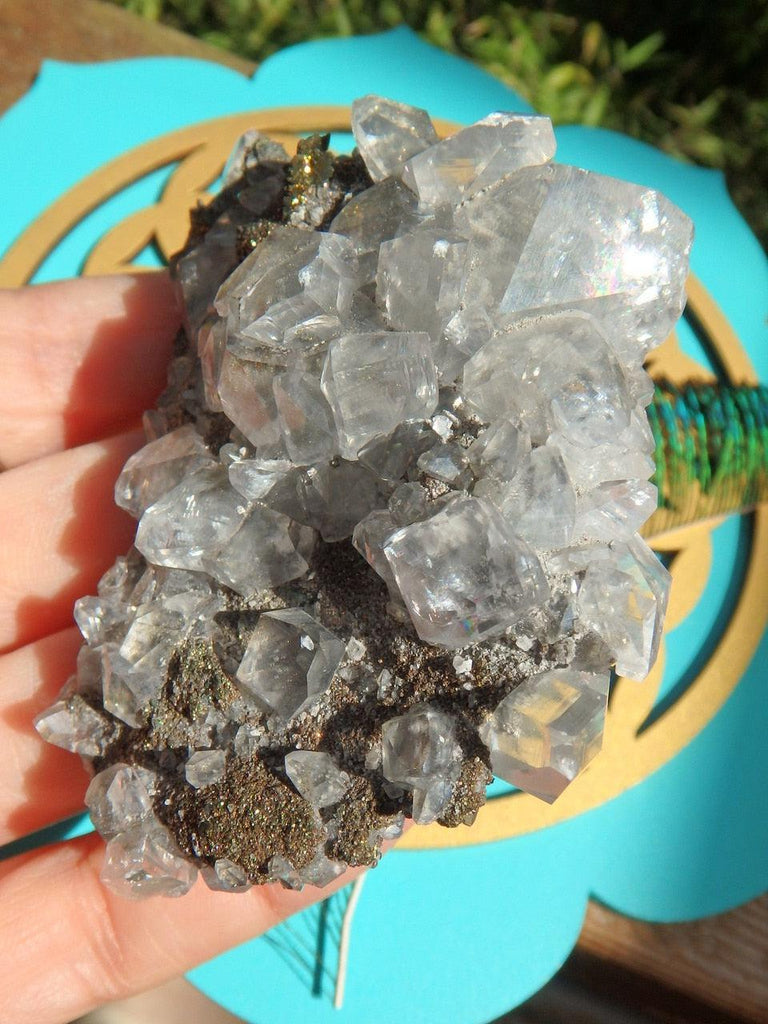 Rainbow Flashes~Optical White Calcite & Chalcopyrite Specimen From Linwood Mine, NY - Earth Family Crystals