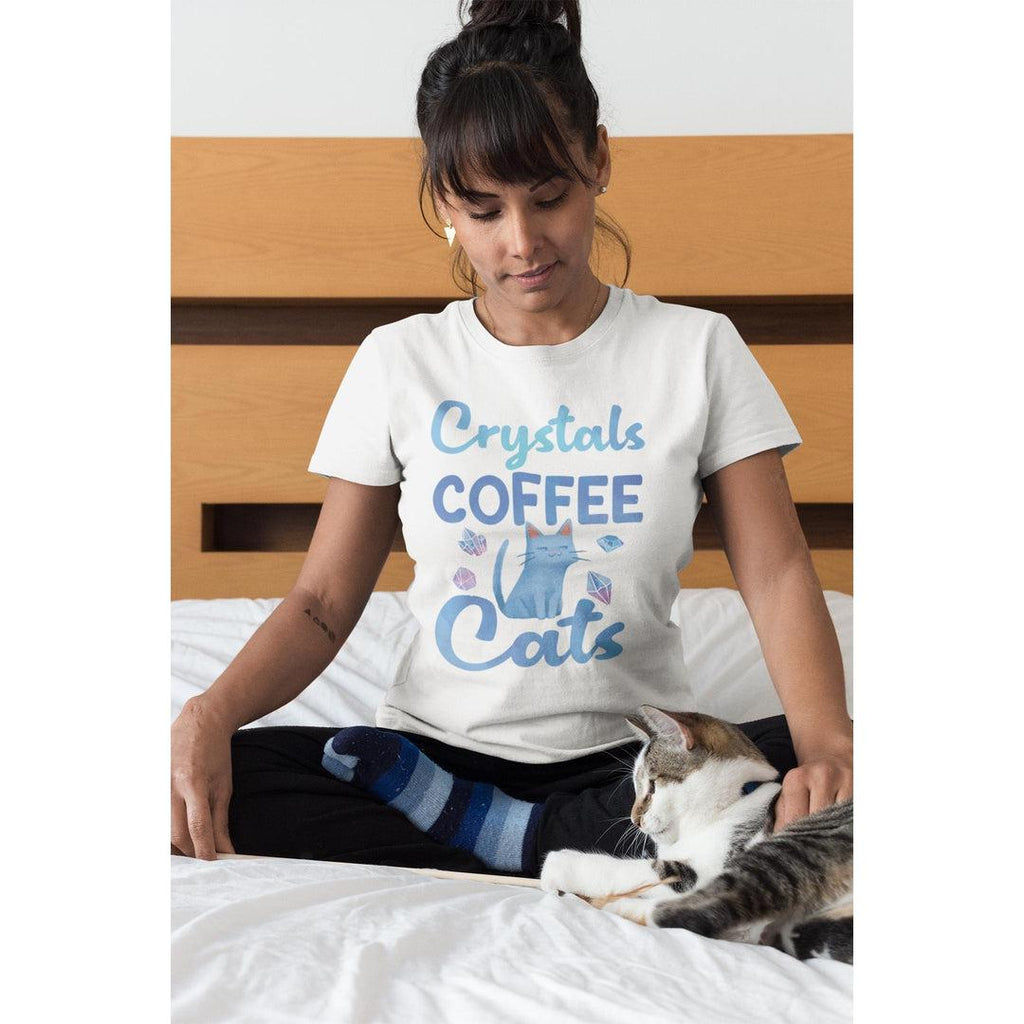 Crystals Coffee Cats T-Shirt White - Earth Family Crystals