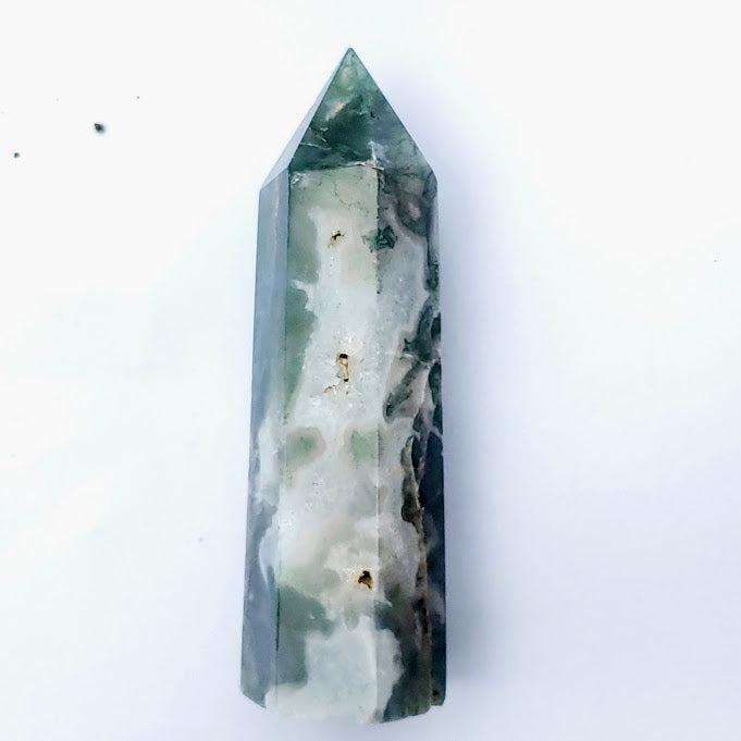 Polished Moss Agate Standing Display Tower #7 - Earth Family Crystals