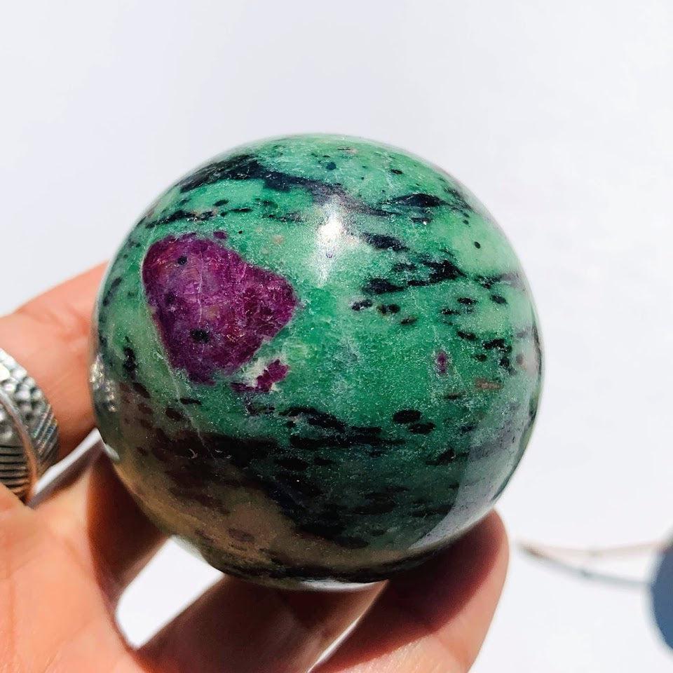 Gorgeous Colors Large Ruby Zoisite Sphere Carving - Earth Family Crystals